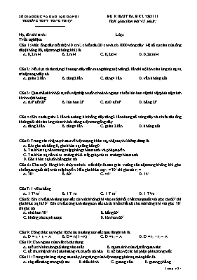 Đề kiểm tra học kỳ II môn Vật lý Lớp 11 - Trường THPT Tùng Thiện